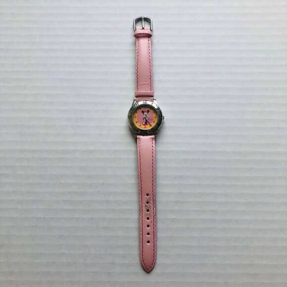 Disney Minnie Mouse Watch Pink Genuine Leather Analog Wrist Watch Japan Movt. - Picture 4 of 12